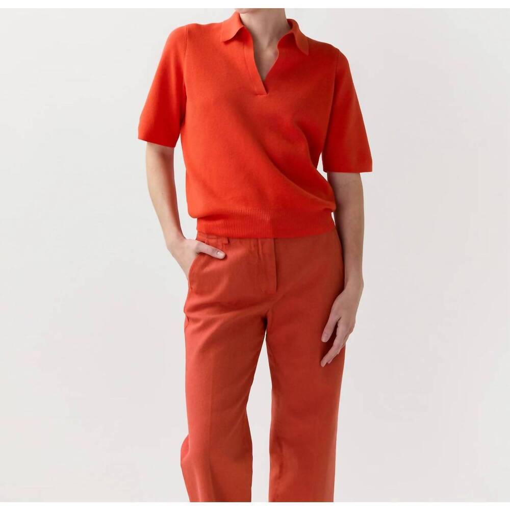 NEW ANN MASHBURN alison sweater in bright orange cotton/silk